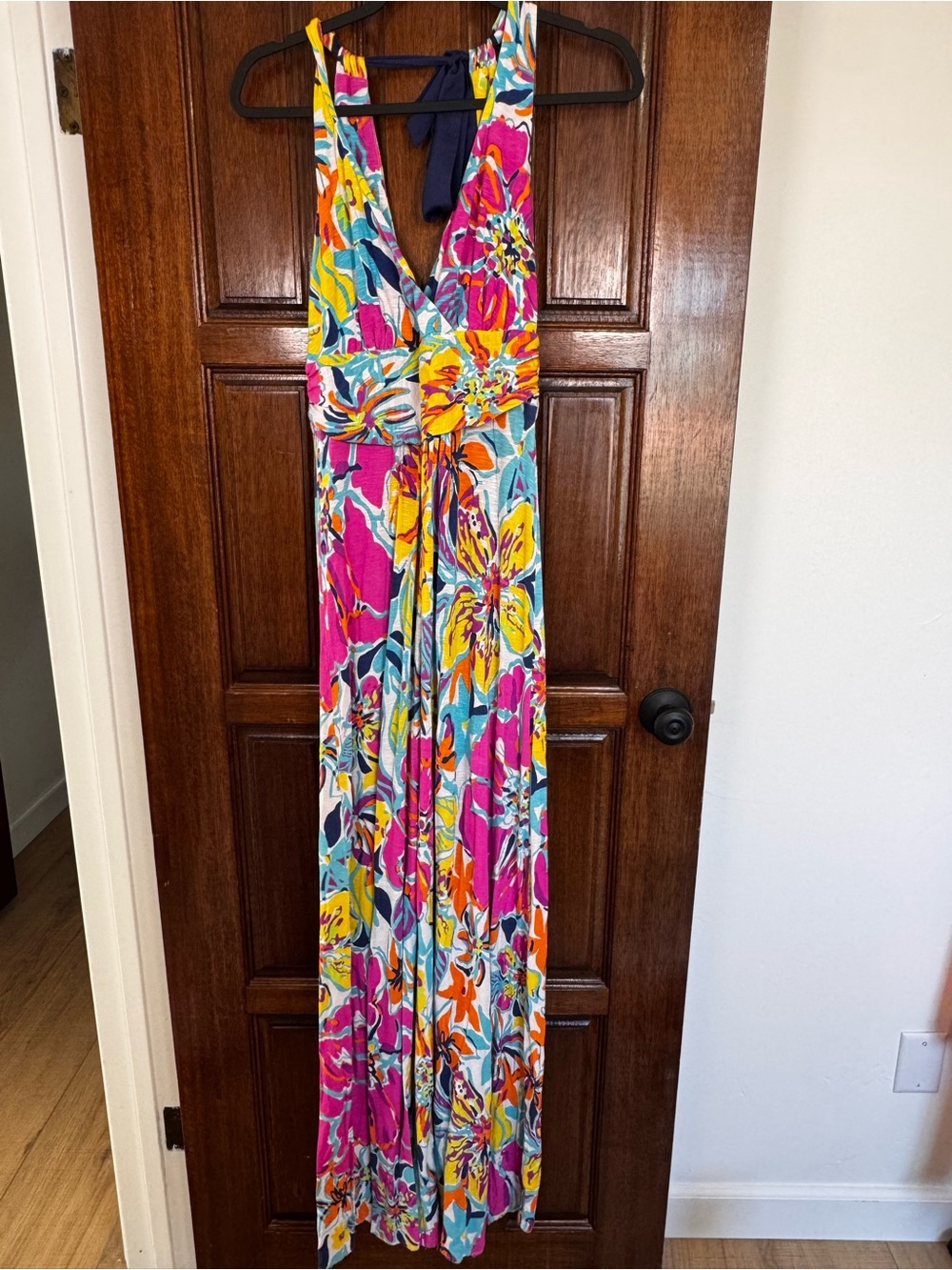 Lilly Pulitzer Multicolor Floral Halter Maxi Dress in Pink, Yellow & Blue